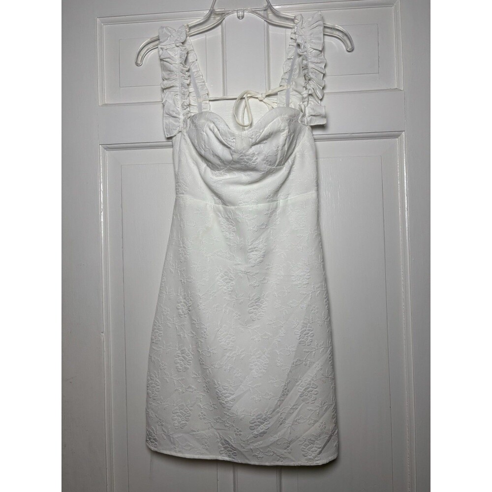 Lulus White Ruffle Straps Lined Fitted Dress Zip Women S Homecoming White Party